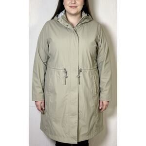 L.L. Bean Meridian Rain Coat Women’s 2X Plus Eucalyptus Green Tek Hooded Outdoor